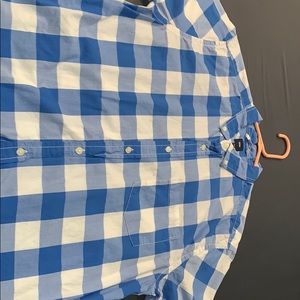 Men’s blue and white button down shirt